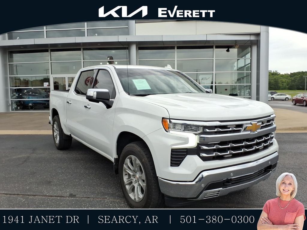2024 Chevrolet Silverado 1500 LTZ in Summit White — front three-quarter view
