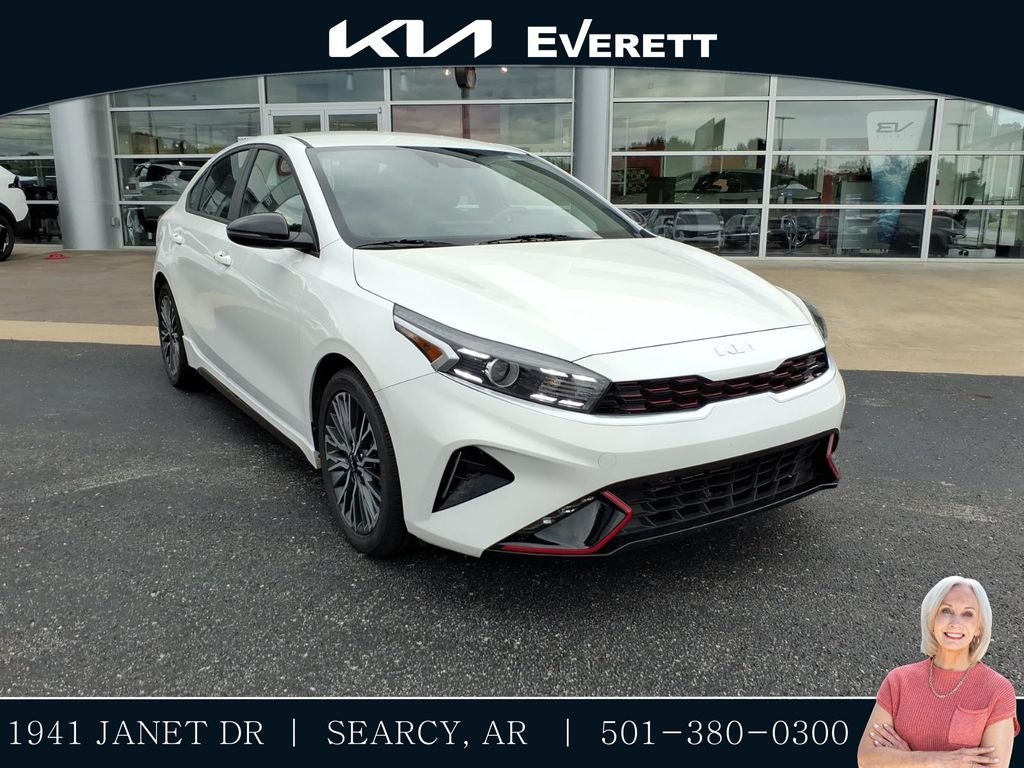 2023 Kia Forte GT-Line in Snow White Pearl — front three-quarter view