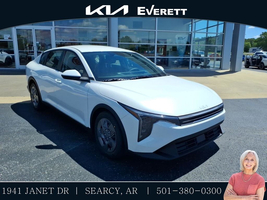 2026 Kia K4 LX in Snow White Pearl — front three-quarter view