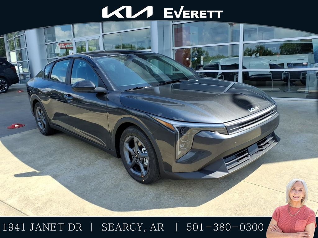2026 Kia K4 LXS in Gray — front three-quarter view