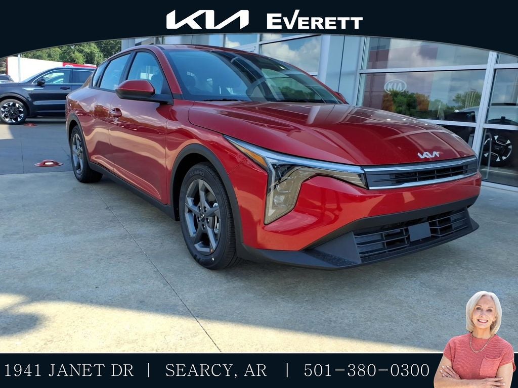 2026 Kia K4 LXS in Currant Red — front three-quarter view