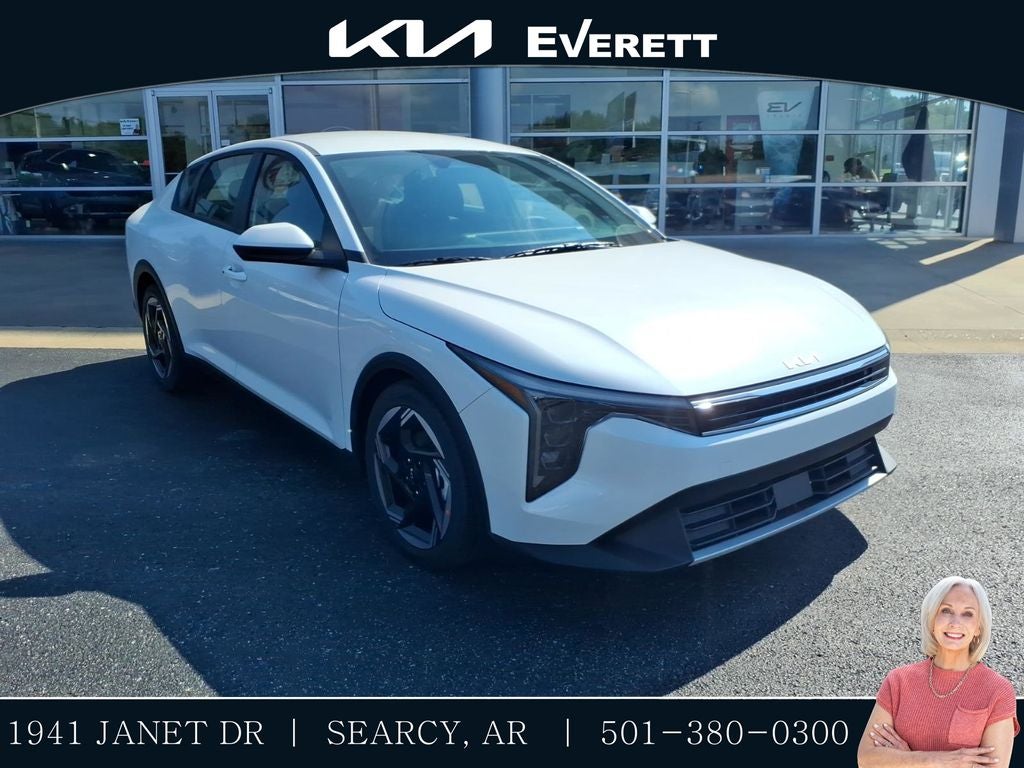 2026 Kia K4 EX in Snow White Pearl — front three-quarter view