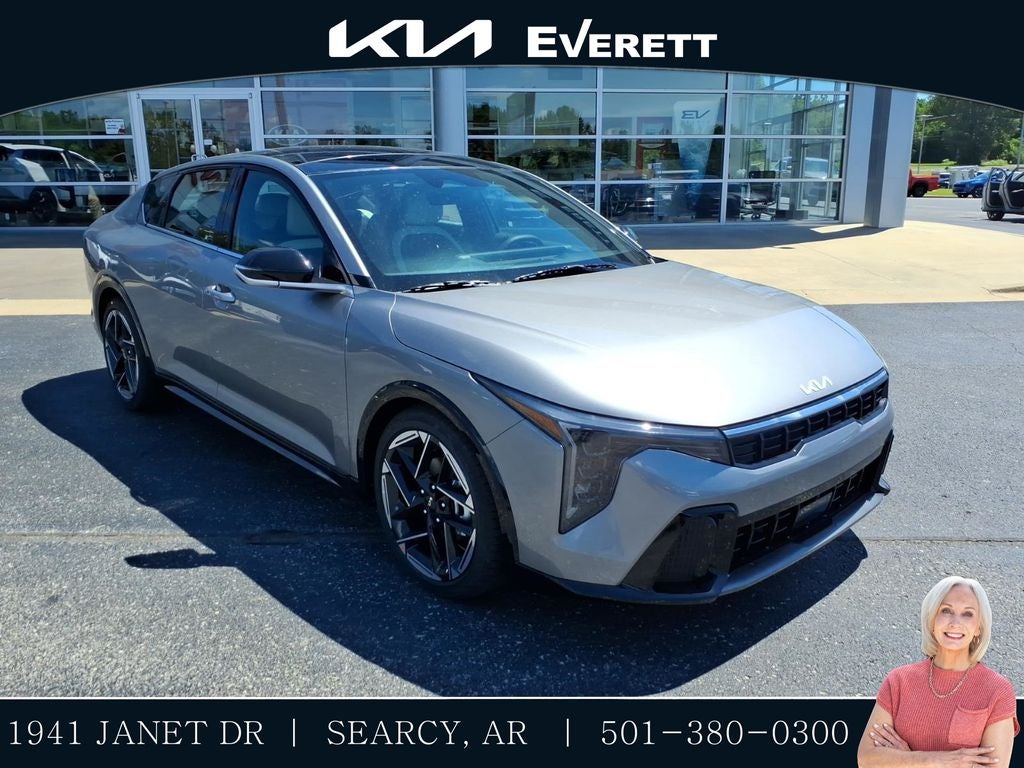 2026 Kia K4 GT-Line in Steel Gray — front three-quarter view