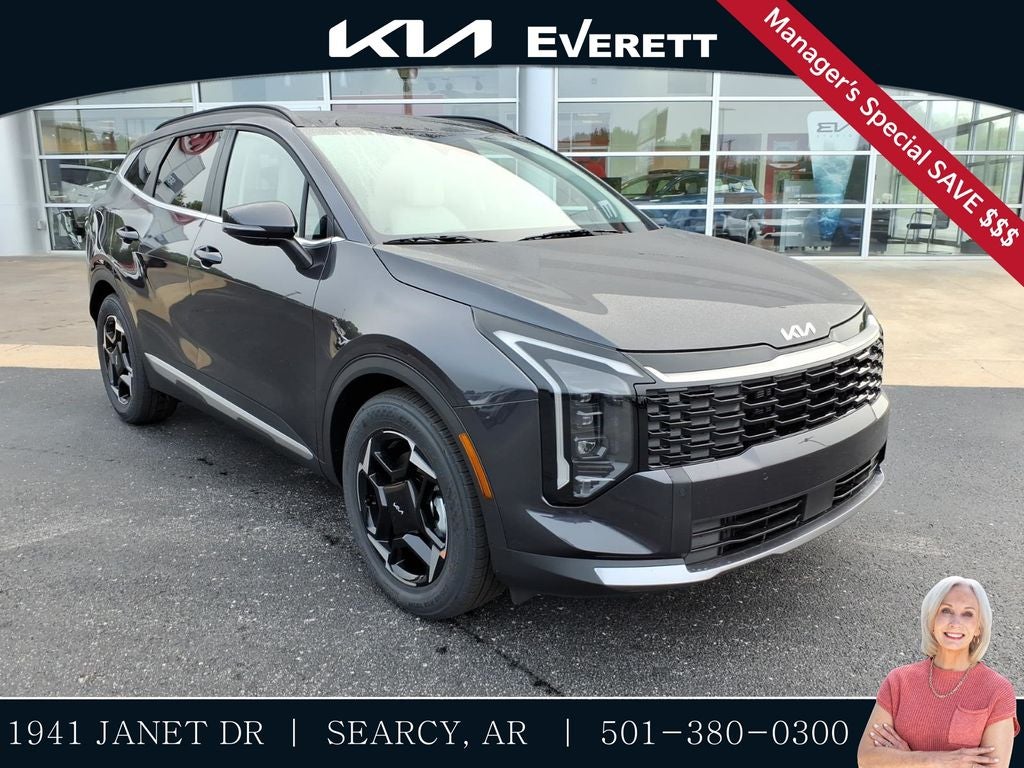 2026 Kia Sportage EX in Panthera Metal Gray — front three-quarter view