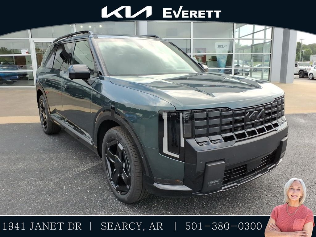 2027 Kia Telluride X-Line SX-Prestige in Black Jade Green — front three-quarter view