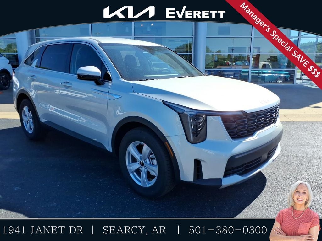 2026 Kia Sorento LX in Ivory Silver — front three-quarter view