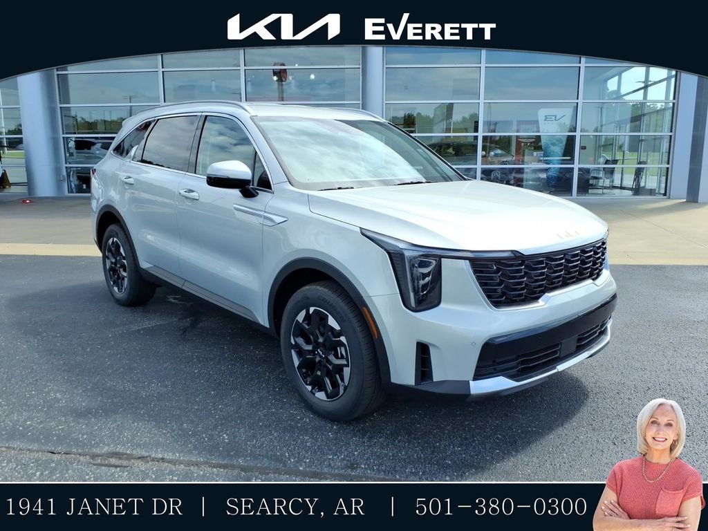 2026 Kia Sorento S in Ivory Silver — front three-quarter view
