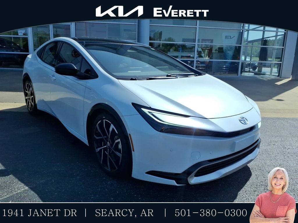 2023 Toyota Prius Prime XSE Premium in Pearl — front three-quarter view