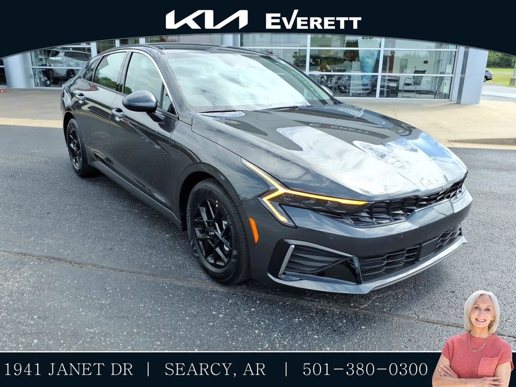 2026 Kia K5 LXS in Interstellar Gray — front three-quarter view