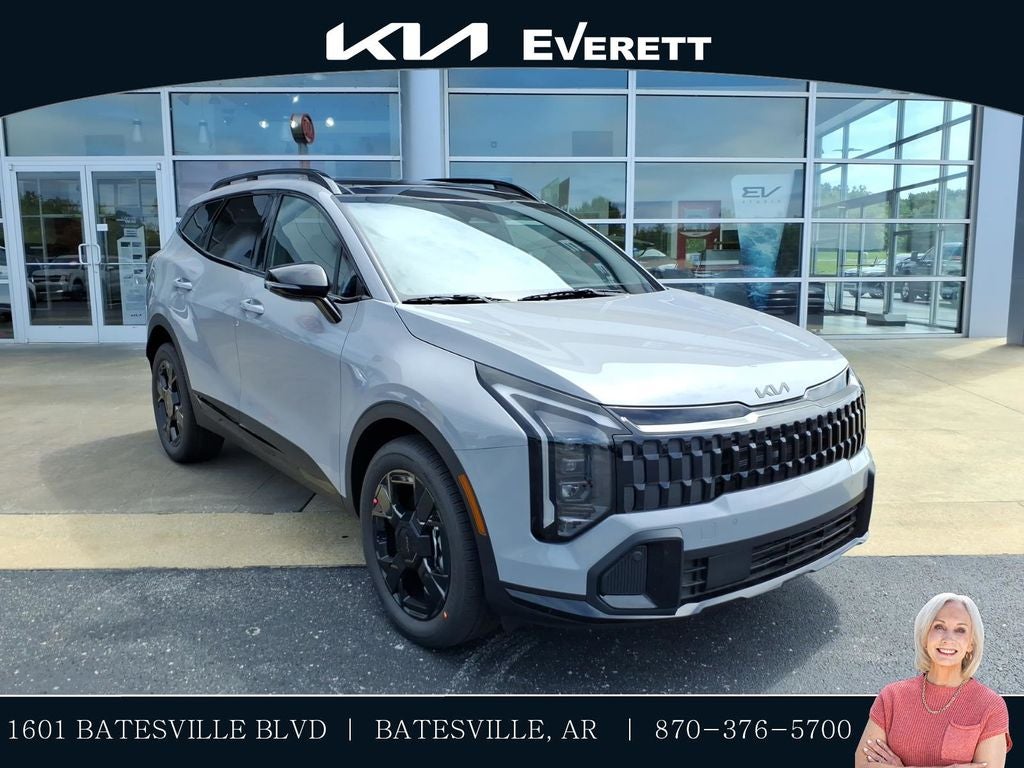 2026 Kia Sportage Hybrid X-Line in Wolf Gray — front three-quarter view